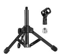 BILIONE - Soporte para micrófono, trípode plegable portátil con soporte de clip para micrófono, soporte ajustable para micrófono dinámico