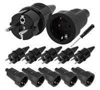 BILIPLE 6 pares Enchufes Macho y Hembra 250V (16A), IP44 Clavija Enchufe Macho para Cable de 8-16mm, Enchufe Hembra para Exterior para Cable de 8mm (sinCable)