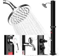 Bilisder Ducha Solar Exterior 35 litros Ducha de Jardín Piscina Camping con Cabezal de Ducha de Lluvia Giratorio y Ducha de pies - Temperatura de hasta 60°C, Sin Necesidad de Electricidad - Negro