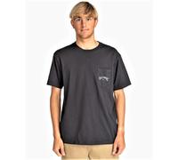 Billabong Camiseta SS de algodón para hombre ~ Bolsillo apilado negro