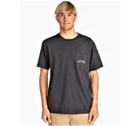 Billabong Camiseta SS de algodón para hombre ~ Bolsillo apilado negro