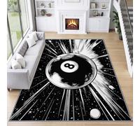 Billar genérico 8 bolas fondo negro puro alfombra 60 x 90 cm lavable antideslizante suave pelo corto, pop arte pintado a mano alfombra fácil limpieza para comedor oficina entrada interior