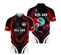 Billar para Hombre Snooker Polo Impreso en 3D Camisetas Camisa de Golf Solapa Abotonada Cuello No.8 Bola Negra Gráfico Mangas Cortas Camisetas de Jersey para Deportes al Aire Libre