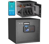 Billconch Smart Safe - Caja fuerte con bloqueo automático con pantalla LCD/guía de voz, desbloqueo de acceso rápido con huella dactilar/teclado/llave/aplicación, caja fuerte biométrica para dinero