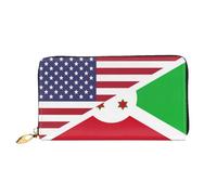 Billetera Bolsa Bandera De La Amistad Entre Estados Unidos Y Burundi Bolso Embrague Elegante Billetera Cartera Muchas Ranuras para Tarjetas Monedero Mujer para Damas, Niña, Adolescente