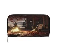 Billetera con clip para dinero elegante para hombres y mujeres, bolsos de piel sintética, múltiples compartimentos, ideal para dinero en efectivo y tarjetas. La hoguera en la biblioteca destruida