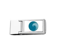Billetera de bolsillo circular con clip para dinero de acero inoxidable con línea hueca Art Deco