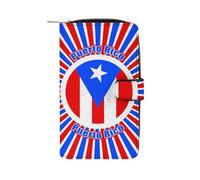 Billetera De Cuero Emblema Retro De La Bandera De Puerto Rico Billetera Bolsa Vintage Bolso Dinero Muchas Ranuras para Tarjetas Carteras Tarjeteros para Profesor, Madre
