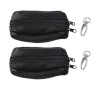 Billetera De Cuero para Hombre De 2 Piezas, 2 Hebillas De Metal para Bolsos, Bolsa De Almacenamiento Clásica Negra, Adecuada para Guardar Llaveros, Tarjetas De Autobús Y Efectivo.