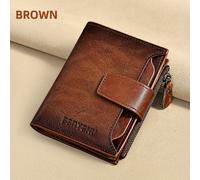 Billetera de Cuero para Hombre, Regalo para las , Estuche Multifuncional Corto Vintage para Tarjetas de Identificación, Billetera con Bloqueo RFID y con Cremallera, Regalo de San Valentín para Hombre