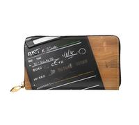 Billetera de piel con estampado de tablillas de películas, para teléfono celular, tarjetas de crédito, billetera de cuero para mujer, bolsillo con cremallera, color negro, talla única, Negro, One Size