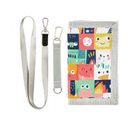 Billetera de viaje de moda con diseño de animales divertidos de dibujos animados para hombres con cordón, dibujos animados divertidos animales coloridos a cuadros, 1 size, Moda