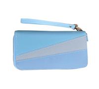 Billetera del Soporte de la Tarjeta, 2 Compartimentos Billetera de Bolso de 2 Vías Colisión de Color de Gran Capacidad para Mujeres para Viajar (Blue)