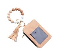 Billetera llavero Wristlet - Portatarjetas Wristlet con pompón perlado | Bolsas para monedas para vacaciones boda viaje - Shopping Rendez-Vois Boda Vacaciones Cumpleaños viaje, caqui, Se référer au