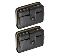 Billetera Negra De 2 Piezas, Billetera Corta para Mujer, Tarjetero Moderno Y Simple, Mini Billetera Portátil, Bolsa De Identificación Multifunción.