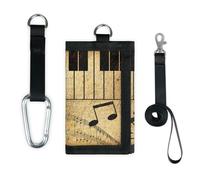 Billetera para billetes de música vintage, delgada, de bolsillo pequeño, organizador de dinero, bolsa de música retro, ligera, portátil