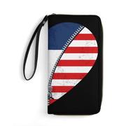 Billetera Pequeña Bandera De Corazón De Estados Unidos Y Bandera De Panamá Carteras Retro Change Purse Impreso Bolso Embrague para Madre, Damas, Niña