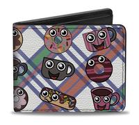 Billetera plegable Buckle-Down de poliuretano con hebilla para hombre, tarjetero, diseño de donas, café, caricatura, billetera plegable de 4.0 x 3.5 pulgadas