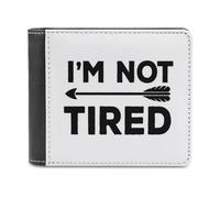 Billetera plegable para hombre con texto en inglés "I'm Not Tired with Arrow" de cuero