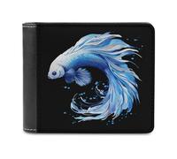 Billetera plegable para hombre Siamese Fighting Betta Fish con tarjetero de cuero