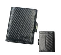 Billetera Slim Wallet Deluxe, Piel de carbono negro con compartimento para monedas cómodo, small