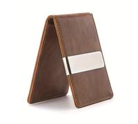 Billetera Ultra Delgada para Hombres con Clip para Dinero y Portatarjetas - Billetera de Bolsillo Delgada con Ventana para Identificación, Minimalista para Efectivo/Tarjetas