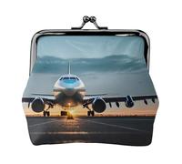Billeteras Airplane in The Evening Light para mujer, monedero para mujer, cartera pequeña para mujer, adecuada para mujeres, elegante y personalizada, Negro -, Talla única, Art Deco