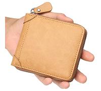 Billeteras,Billeteras para hombres, Carteras Cartera plegable delgada for hombre, cuero genuino de bloqueo delgado con bolsillo for monedas con cremallera, cartera con tapa, carteras minimalistas(Gial