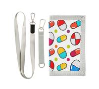 Billeteras coloridas de dibujos animados con diseño de lunares para hombres y mujeres, cartera de tarjetas de nailon con cordón, dibujos animados colorido píldoras lunares, 1 size, Moda