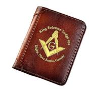 Billeteras de cuero genuinas genuinas de novedad para hombres, símbolo de masones de masones de alta capacidad trifiña billetera corta vintage, billetera de regalo masculino de monedas de monedas