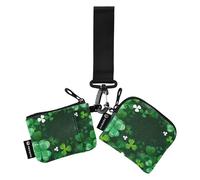 Billeteras dobles para mujer, funda para tarjetas, monedero portátil pequeño, monedero con bolsillo con cremallera para mujeres, niñas, 2 unidades, trébol nuestro St. Patrick's Day Lucky Green,