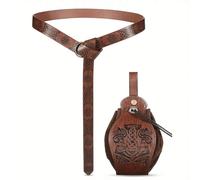 Billeteras genuinas de cuero retro medieval únicas, regalo de monedas de lujo de cumpleaños de Navidad para hombres, muchos estilos de billetera de amuleto de símbolo vikingo nordic (color: bolsa de
