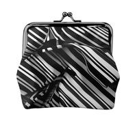 Billeteras pequeñas a rayas blancas y negras para mujer, carteras para mujer, monedero para mujer, cartera pequeña para mujer, con cremallera y cierre de beso, Negro -, Talla única, Art Deco