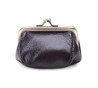 Billeteras pequeñas para mujer con cierre de beso para llevar tu cambio, bolsa de cuero para apretar monedero, soporte para cambio de auriculares, cable de carga, dinero, marrón oscuro, Mochila de