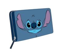Billetero de Stitch - Color Azul - 19x10x2,5 cm - Fabricado en Material Sintético PU - Incluye Múltiples Compartimentos - Diseño Estampado con Stitch - Producto Original Diseñado en España