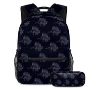 Billfish Fossil Pattern Elegante mochila con estuche para lápices, perfecta para niños, niñas y adolescentes, Multicolor#01, B：29.4x20x40cm P：19x7.5x3.8cm, Mochilas Daypack