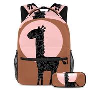 Billfish Fossil Pattern Elegante mochila con estuche para lápices, perfecta para niños, niñas y adolescentes, Multicolor#02, B：29.4x20x40cm P：19x7.5x3.8cm, Mochilas Daypack