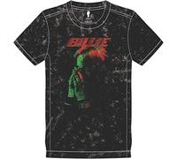 Billie Eilish Camiseta con logotipo de manos y cara, unisex, color negro lavado de nieve, Negro -, XX-Large