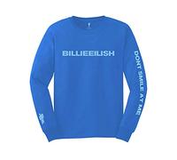 Billie Eilish - T-Shirt Maniche Lunghe # M Unisex Blue # Smile