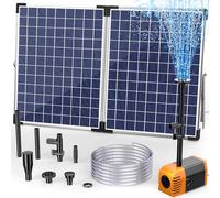 Billing 35 W Fuente solar para exterior, bomba solar de 1500 l/h con filtro, 4 boquillas, manguera de 2 m, línea de 5 m, bomba para estanque de jardín, fuentes de agua para bricolaje