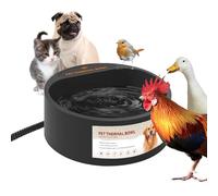 Billionchains Cuenco de agua con calefacción para perros para exteriores, sin congelación, con cable resistente a las mordidas, 2.2 L, color negro