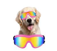 Billionchains Gafas de sol para perros, resistentes al viento, a prueba de polvo, gafas de sol para perros medianos y grandes, con bandas ajustables/rosa