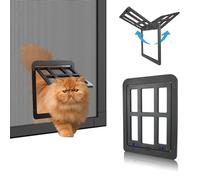 BillionChains Gatera con mosquitero para puerta corredera - Cierre automático - Gatera con mosquitero para puertas con cerradura - Adecuada para gatos/cachorros, Negro