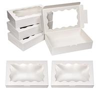 BILLIOTEAM Paquete de 30 cajas de galletas de papel kraft blanco con ventana transparente, caja de regalo de papel pequeña de alta calidad para embalaje de postres, pasteles, dulces, boda, fiesta