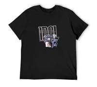 Billy Idol Autograph Fist Signature Microphone Punk Rock Concert Unisex 100% Cotton Short-Sleeve T-Shirts Black XL