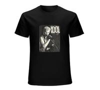 Billy Idol Punk Rock Singing Vinta Mic Album Tour Concert Merch Unisex 100% Cotton Short-Sleeve T-Shirts Black M
