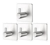 BillyBath Ganchos Adhesivos para Pared, 4 Piezas Colgador Toallas Adhesivo Acero Inoxidable, Toalleros de Baño sin Taladro para Trapos Albornoz Cocina, Fáciles de Montar