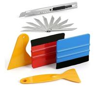 Billybath Juego de 15 Piezas de Espátulas para Láminas, Kit de Espátulas para Aplicación de Láminas, Kit de Herramientas con Espátulas de Fieltro, Rascadores, Cuchillo de Precisión con 10 Hojas