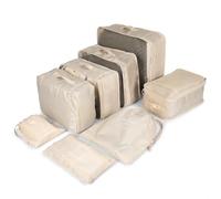 BillyBath Juego de 8 packing cubes, organizador maleta, bolsas organizadoras maleta, organizador de viaje, bolsas para zapatos, organizador de cosméticos, bolsas de embalaje para maletas (Beige)