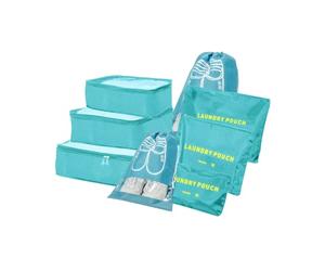 BillyBath Maletín organizador de viaje para ropa, 8 en 1, juego de organizadores, cubos de embalaje, organizador de maletas, bolsas de viaje, para ropa, zapatos, ropa interior, cosméticos (azul claro)